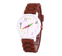Orologio per bambini con cinturino in silicone con impugnature a matita, numeri grandi, display con gancio di sicurezza, per scuola, divertimento, lezione, osservatore del tempo, Marrone