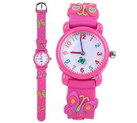 Orologio per bambini per ragazze e ragazzi, orologio per bambini, orologio impermeabile per bambini, orologio da polso per bambini, orologio da vasino per ragazze, orologio (farfalla rosa rossa)