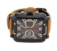 Orologio per Business Cronografo Analogico, Cronografo Orologio in Quarzo Movimento Quadrante Rettangolare Ideale Presente per il papà (Dia quadrante nero marrone)