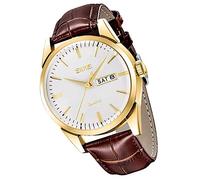 Orologio per gli uomini di affari vestito classico moda casual nero in pelle quarzo analogico impermeabile calendario data luce semplice orologio da polso papà papà papà regali SKMEI cinturino