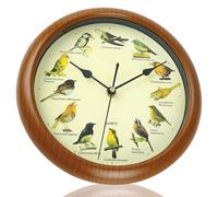 Orologio per uccelli da 10 '' orologio per uccelli rotondi che canta a un'ora, orologio da suono per uccelli con 12 motivi per uccelli orologio per l'ufficio di Natale decorazioni natalizie, orologio