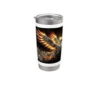 Orologio Phoenix Steampunk Digital Art Bicchiere termico in acciaio inox doppia parete