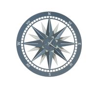 Orologio piccolo dal design originale Bussola circondata, in esterno, dai punti cardinali Diametro 45 cm colore Bianco marmo e azzurro