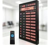 Orologio portatile con schermo LED, visualizzazione tassi di cambio 10 paesi, telecomando, luminosità 300 MCD, ideale per banche e aeroporti