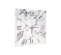 Orologio quadrato 65x65 cm in vetro temperato effetto marmo Bianco e Nero - OMIZ