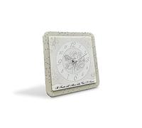 Orologio Quadrato in Ecopelle Brillante Tortora con Applicazione in Legno Albero “Albero Dedica” in scatola da regalo. Bomboniere, anniversari. Regali utili, Originali e a Prezzi bassi (22x22cm)