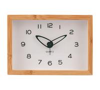 Orologio rettangolare da tavolo con sveglia 19x13,8 cm, cornice in bambù, Sibilla