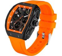 Orologio rettangolare da uomo, bianco, da uomo, digitale, analogico | Orologio da polso al quarzo dal design alla moda, creativo, con doppio orario, timer, cronometro, impermeabile fino a 5 ATM