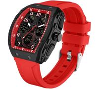 Orologio rettangolare da uomo, bianco, da uomo, digitale, analogico | Orologio da polso al quarzo dal design alla moda, creativo, con doppio orario, timer, cronometro, impermeabile fino a 5 ATM