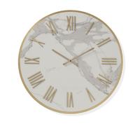 Orologio rotondo D40 cm ANSEL in kerlite Bianco con dettagli Rame