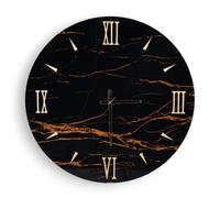 Orologio rotondo D65 cm in vetro temperato effetto marmo Nero - TOHE