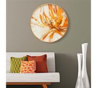 Orologio rotondo da parete con elegante cornice dorata Dimensioni Ø 60x 5 cm linee tonalità vivaci e accese arancio
