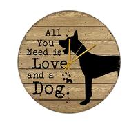 Orologio rotondo in legno con scritta "All You Need Is Love And A Dog", regalo per gli amanti degli animali, orologio vintage silenzioso e senza ticchettio, decorazioni per Capodanno 25,4 x 25,4 cm
