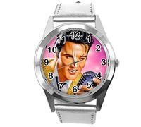 Orologio rotondo in pelle argento per i fan Rock e ROLL E1