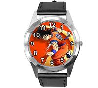 Orologio rotondo in pelle nera per i fan dei combattenti anime