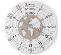 Orologio rotondo moderno TIME ZONE in legno laminato D30cm BRC