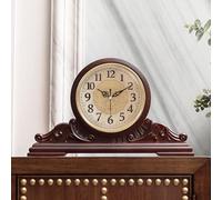Orologio, salotto orologio decorativo camino, quadrante in bronzo e orologio digitale camino, retro mute, design antico, imitazione colore mogano 42cm di lunghezza