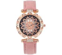 Orologio semplice alla moda con diamanti finti per donna Orologio al quarzo Cinturino in pelle Regalo di compleanno per ragazza rosaÈ bello e facile da usare.