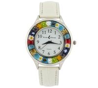 Orologio Serena Murano Millefiori Con Cinturino In Pelle - Bianco