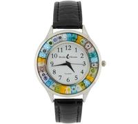 Orologio Serena Murano Millefiori con cinturino in pelle - nero