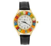 Orologio Serena Murano Millefiori Con Cinturino In Pelle - Oro Nero