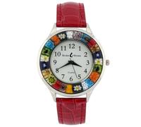 Orologio Serena Murano Millefiori Con Cinturino In Pelle - Rosso