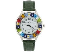 Orologio Serena Murano Millefiori con cinturino in pelle - verde foresta