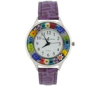 Orologio Serena Murano Millefiori Con Cinturino In Pelle - Viola