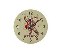 Orologio silenzioso Orologio da parete 12" Astronauta senza ticchettio che suona la chitarra Let's Rock Slogan Orologio a batteria Creativo Decorazioni per la casa alla moda per cucina Ufficio Scuola