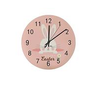 Orologio silenzioso Orologio da parete 12" Coniglietto pasquale senza ticchettio Rosa Simpatico cartone animato Coniglio Orologio a batteria Creativo Decorazioni per la casa alla moda per cucina Uffic