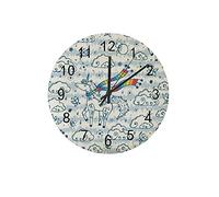 Orologio silenzioso Orologio da parete 12" Doodle senza ticchettio Simpatico unicorno magico Nuvole Orologio a batteria per bambini Creativo Decorazioni per la casa alla moda per cucina Ufficio Scuola