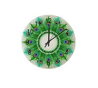 Orologio silenzioso Orologio da parete 12"Mandala senza ticchettio Piume di pavone verde brillante Orologio a batteria Creativo Decorazioni per la casa alla moda per cucina Ufficio Scuola Soggiorno