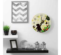 Orologio silenzioso Orologio da parete 12"Non ticchettio Felicità Infanzia Farfalla Fiore Orologio a batteria multicolore Creativo Decorazioni per la casa alla moda per cucina Ufficio Scuola Soggiorno