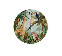 Orologio silenzioso Orologio da parete 12"Non ticchettio Paesaggio della giungla Animali selvaggi Orologio a batteria Creativo Decorazioni per la casa alla moda per cucina Ufficio Scuola Soggiorno