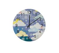 Orologio silenzioso Orologio da parete 12"Senza ticchettio Cartone animato Bambini Nuvole Neve Orologio a batteria Creativo Decorazioni per la casa alla moda per cucina Ufficio Scuola Soggiorno