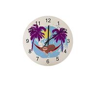 Orologio silenzioso Orologio da parete 12"Senza ticchettio Il bradipo dorme sull'amaca sotto le palme Orologio a batteria Creativo Decorazioni per la casa alla moda per cucina Ufficio Scuola Soggiorn
