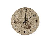 Orologio silenzioso Orologio da parete 12"Senza ticchettio Mappa del tesoro dei pirati Vecchia nave Bussola Orologio a batteria Creativo Decorazioni per la casa alla moda per cucina Ufficio Scuola Sog
