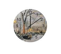 Orologio silenzioso Orologio da parete 12"Senza ticchettio Mattina d'inverno Orologio a batteria Creativo Decorazioni per la casa alla moda per cucina Ufficio Scuola Soggiorno