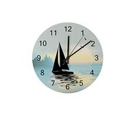 Orologio silenzioso Orologio da parete 12"Senza ticchettio Mattina presto Uccelli da barca Ciano Orologio a batteria Creativo Decorazioni per la casa alla moda per Cucina Ufficio Scuola Soggiorno