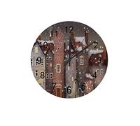 Orologio silenzioso Orologio da parete 12"Senza ticchettio Natale Inverno Strada Città Nevicate Orologio a batteria Creativo Decorazioni per la casa alla moda per cucina Ufficio Scuola Soggiorno