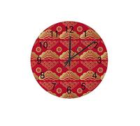 Orologio silenzioso Orologio da parete 12" Senza ticchettio Nuvole giapponesi Onde Trama asiatica Orologio a batteria Creativo Decorazioni per la casa alla moda per cucina Ufficio Scuola Soggiorno