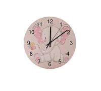 Orologio silenzioso Orologio da parete 12"Senza ticchettio Simpatico cartone animato Elefante Rosa Orologio a batteria Creativo Decorazioni per la casa alla moda per cucina Ufficio Scuola Soggiorno