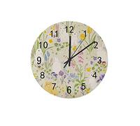 Orologio silenzioso Orologio da parete 12"Senza ticchettio Simpatico coniglietto anatroccolo Primavera Orologio a batteria Creativo Decorazioni per la casa alla moda per cucina Ufficio Scuola S