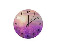 Orologio silenzioso Orologio da parete 12"Senza ticchettio Tramonto in Provenza Campo di lavanda viola Orologio a batteria Creativo Decorazioni per la casa alla moda per cucina Ufficio Scuola Soggior