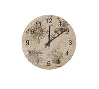 Orologio silenzioso Orologio da parete 12"Senza ticchettio Vecchia mappa Barca a vela Simboli nautici Orologio a batteria Creativo Decorazioni per la casa alla moda per cucina Ufficio Scuola Soggiorno