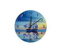Orologio silenzioso Orologio da parete 12"Senza ticchettio Vecchia nave alla deriva sul mare di notte nel cielo Orologio a batteria Creativo Decorazioni per la casa alla moda per cucina Ufficio Scuol