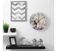 Orologio silenzioso Orologio da parete 12"Senza ticchettioFatine carine Unicorno a magica Orologio a batteria viola Creativo Decorazioni per la casa alla moda per cucina Ufficio Scuola Soggiorno