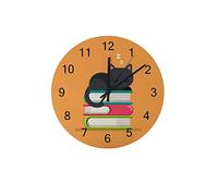 Orologio silenzioso Orologio da parete 12"Simpatico gatto che dorme su una pila di libri Orologio a batteria Creativo Decorazioni per la casa alla moda per cucina Ufficio Scuola Soggiorno