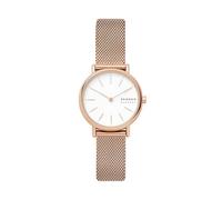 Skagen Signatur Orologio per donna, movimento al quarzo con cinturino in acciaio inossidabile o in pelle, Tono oro rosa e bianco