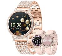 Orologio Smartwatch Donna Bluetooth e Risposta Vivavoce, Smart Watch con 1,27 Contapassi Cardiofrequenzimetro 100+ Modalità Sport Notifiche Messaggi Orologio Fitness Tracker per Android iOS (Oro)